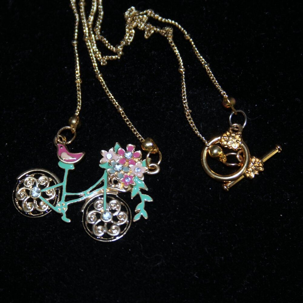 Enamel Bicycle Pendant Necklace